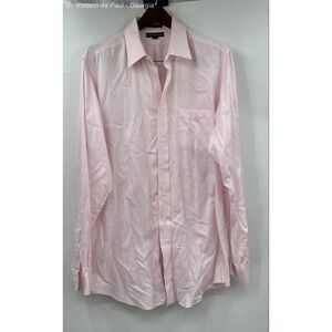 Saks Fifth Avenue Long Sleeve Button Down Shirt Mens 17/36/37 Pink Business FLAW